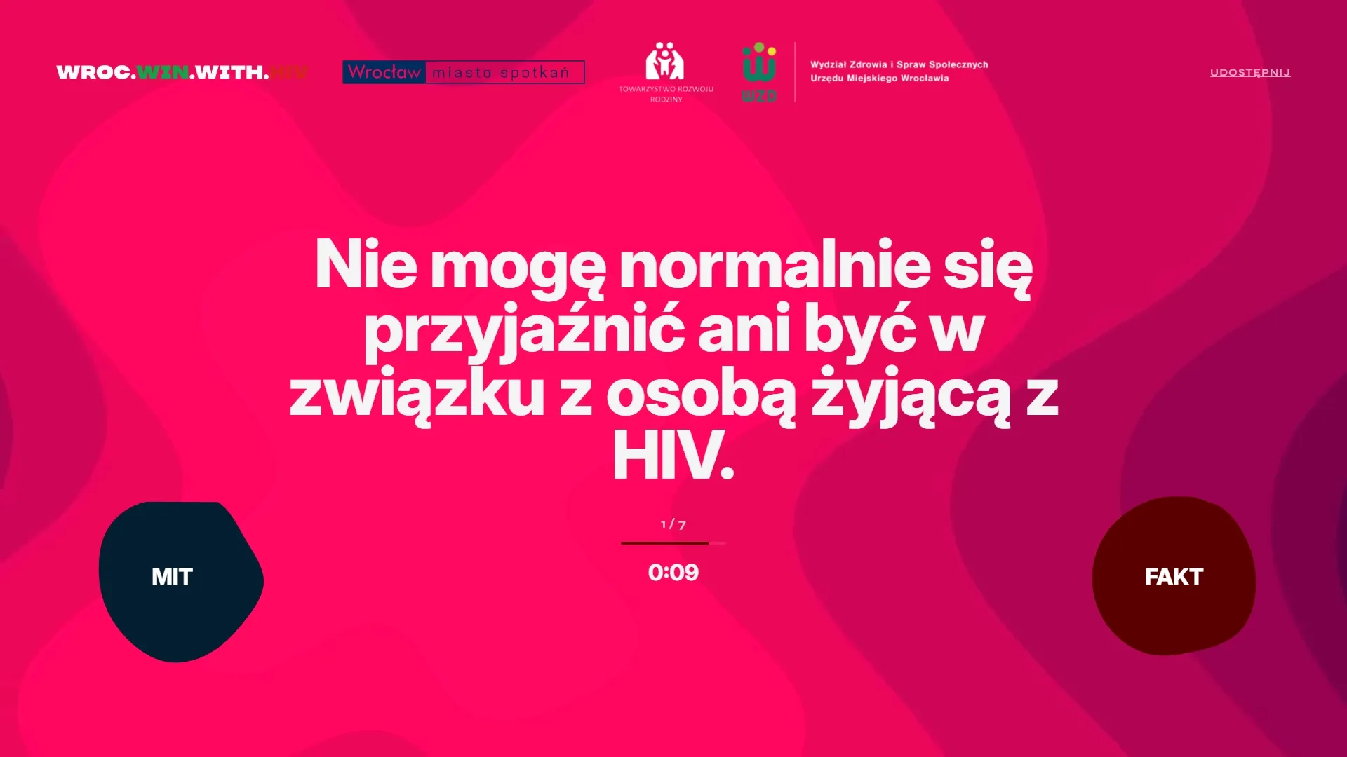 Wroc Win with HIV — ekran pytania